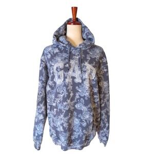 GAP LoveShackFancy Unisex Floral Logo Hoodie Sweatshirt Blue‎ White Size M